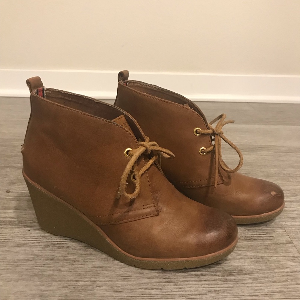 Sperry Topsider Harlow Cognac Boots, wedge 7.5